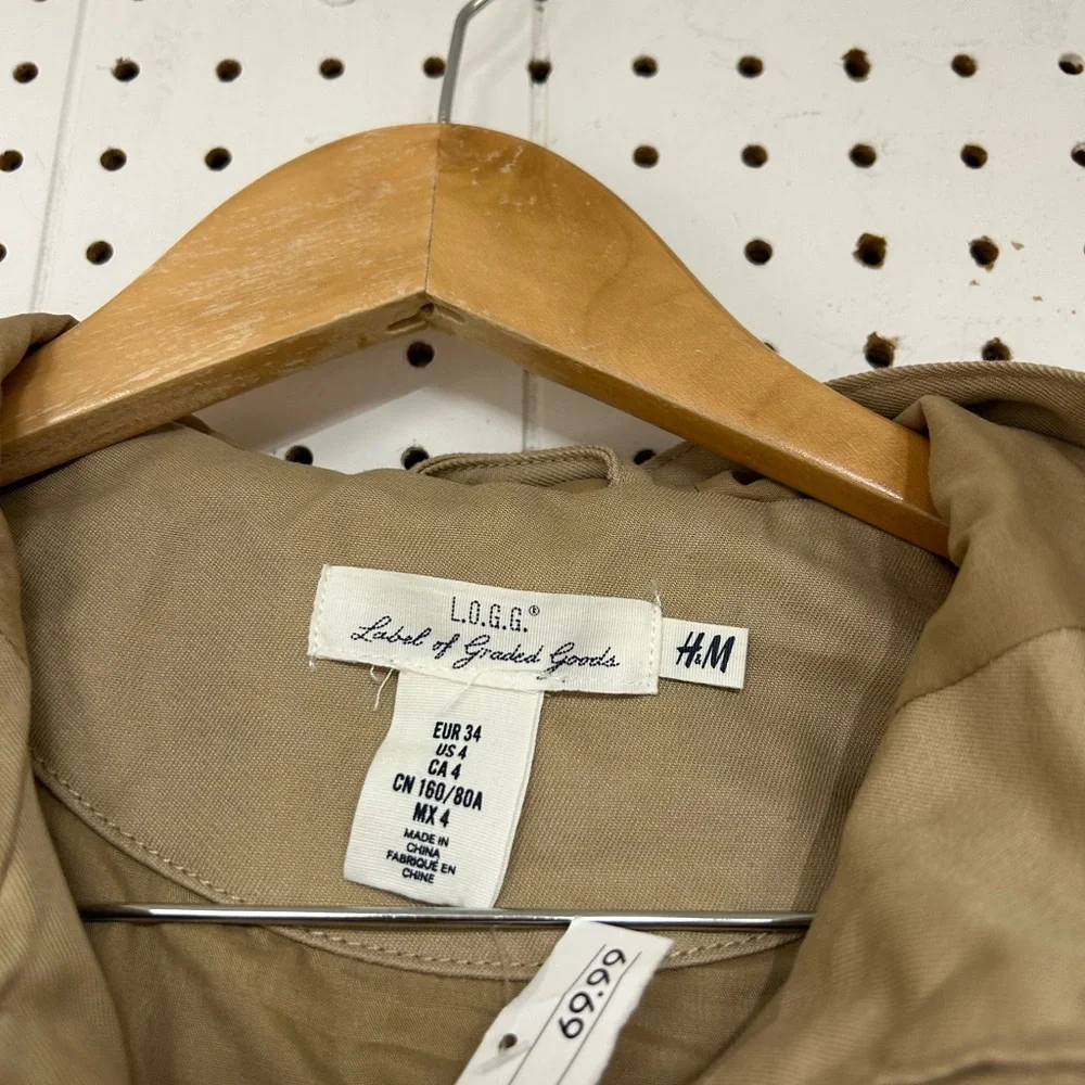 H&M Beige Hooded Utility Jacket - Picture 2 of 7